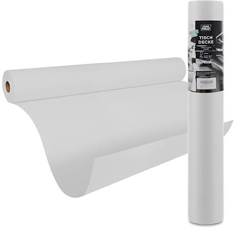 STAUBPIRAT Airlaid Tischdeckenrolle, Gastronomiequalität 65 g je qm, easy Dekoration für Ihre Feier, Fest, Event, Weihnachten, Geburtstag, Silvester, Rolle 118 cm x 25 m, Tischdecke zuschneidbar, weiß