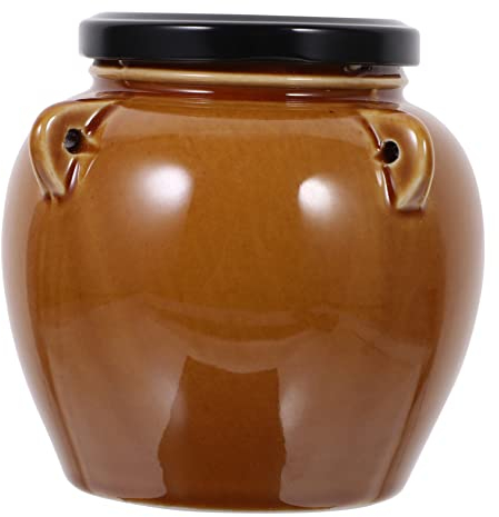 Cabilock 1pezzi Barattolo Ceramico Ermetico Per Conservazione Alimenti Contenitore Per Sottaceti Design Compatto e Resistente Per Cucina e Casa Capacità Con Coperchio Sicuro