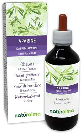 Kletten-Labkraut oder Klebkraut (Galium aparine) Kraut mit Blüten Alkoholfreier Urtinktur Naturalma - Flüssig-Extrakt Tropfen 200 ml - Nahrungsergänzungsmittel - Veganer
