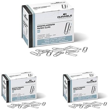 Durable Briefklammern, 26 mm, 1000 Stück, verzinkt, 120725 (Packung mit 3)