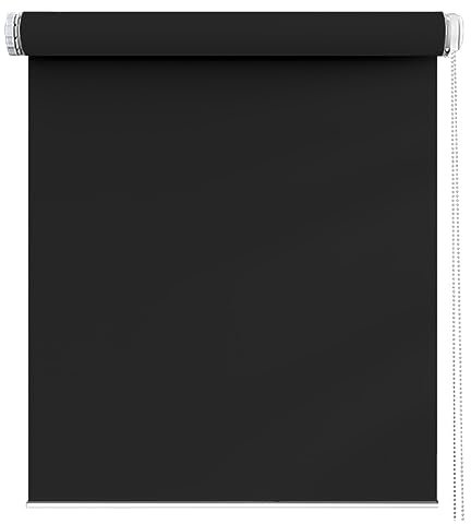 Verdunkelungsrollo 35 x 110 cm, Blickdicht Sichtschutz Sonnenschutz, Rollo Für Fenster Und Türen, inkl. Befestigungsmaterial, für Dachfenster, Schwarz