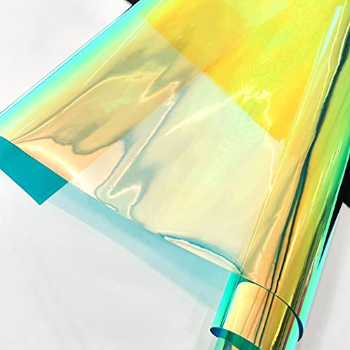 30cmx135cm Holografisches Vinylgewebe Rollen, schillernder transparenter PVC-Stoff, Wasserdicht Kunstleder Für Kunsthandwerk, DIY-Dekoration (Cyan)