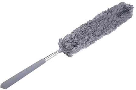 MBA Microfiber Duster - Feather Dusters for cleaning Blinds, Furniture Cobweb, windows & Cars -Shelves and Ceiling Fans, Extendable Handle Long Reach with 88 cm Length (Grey)