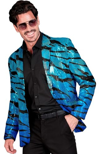 W WIDMANN MILANO Party Fashion - Pailletten Jackett Herren | Glänzender 70er Jahre Disco Blazer, Anzugjacke für Festival, Karneval und auffällige Party Looks