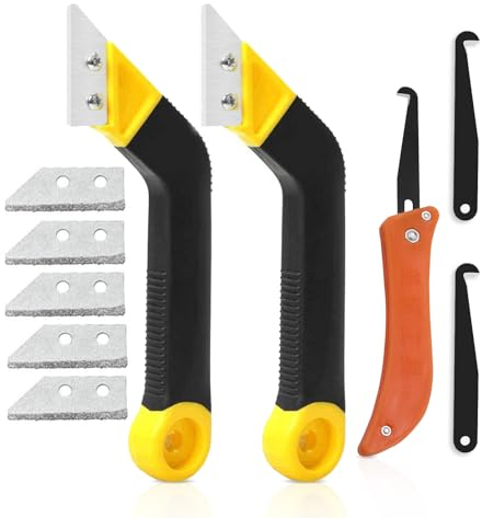 Rimozione delle guarnizioni Sega a mano per giunti di piastrelle Pulitore di giunti angolati 2 pulitori per piastrelle con 7 lame di ricambio raschietto per pulitore con 2 lame