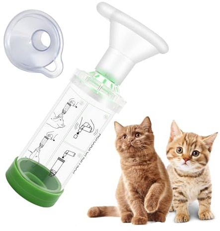 PAWFECTJEE Portable Cat Inhaler Spacer with 2 Silicone Masks - Nebulizer for Feline Breathing Problems - Drug Delivery Solution for Easy Medication Administration - Cat Inhaler & Nebulizer (Green)