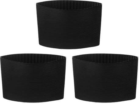 QUARKZMAN 3pz Custodia per Tazza Caffè Nera Manicotti per Tazza Bottiglia d'Acqua in Vetro Antiscivolo Riutilizzabili Resistenti al Calore