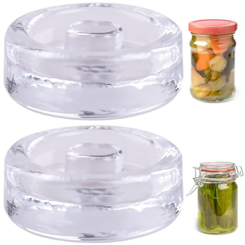 2 Pack Glass Fermentation Weights, 7 cm Wide Mouth Fermentation Jars to Remove Excess Brine for Fermenting Pickles Sauerkraut