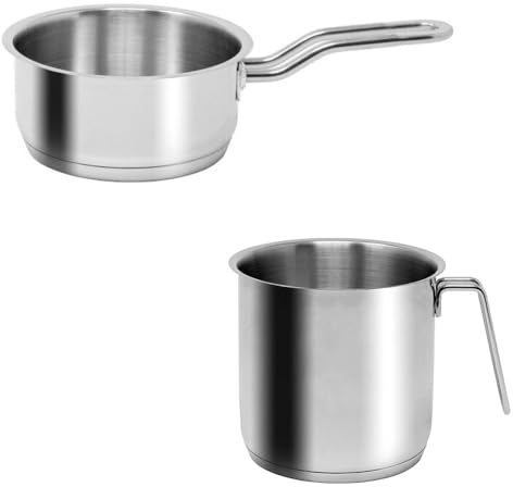 Set Pentolino e bollilatte a induzione bollitore per latte acqua per tisane tè triplo fondo in acciaio inox 18/10 per piani cottura gas elettrico