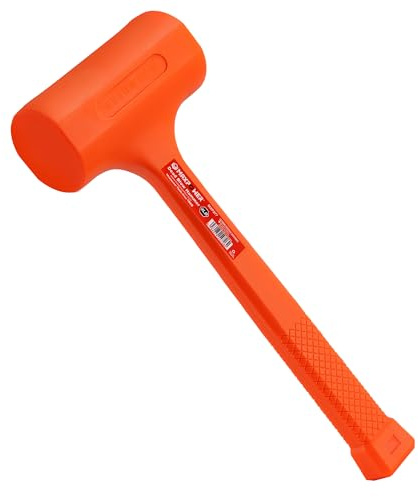 MAXPOWER Dead Blow Hammer, 4LB Dead Blow Mallet with Checkered Grip Handle, Spark and Rebound Resistant Orange Deadblow Hammer
