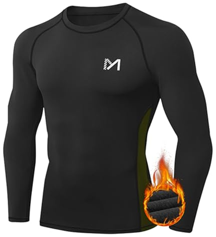 MEETYOO Tee Shirt Thermique Homme Manche Longue, Baselayer Maillot Running Vetement Fitness pour Sports Jogging Musculation Chemise