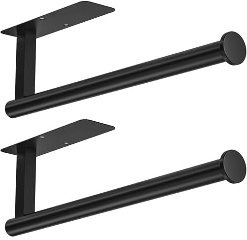 GJNMYSD 2 Pack Under Cabinet Kitchen Roll Holder, Stainless Steel No-Drilling Adhesive Mount, for Kitchen, RV, Pantry & Bathroom