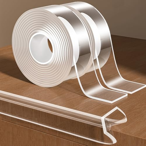 2Pack Baby Proofing Edge Protector for Baby,Clear Edge Protector Strip Sharp Edge Wrap Cover Tape,Corner Bumpers for Furniture,Crib Rail Covers for Teething,Total 19.68 Ft (Width 1.18 in)