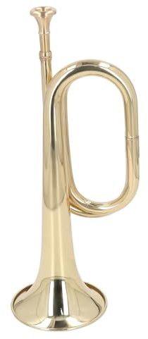 Spanische Trompete aus Goldenem Messing, Kavallerie-Trompete, C-Taste, Militärtrompete, 11 Cm Durchmesser, Mundstück für Orchester und Blaskapelle