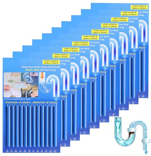 Saijer Drain Sticks,120 Pezzi Sani Sticks Pulitore Enzimatico Cleaning Sticks Drain Cleaner Sticks Tubo Pulitore Detergente Mantiene Gli Scarichi Privo Di Odori Senza Ostacoli per WC Fognario Bagno