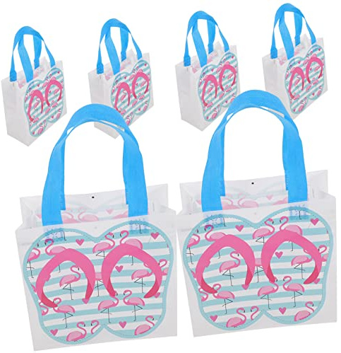 MOLUCKFU 6 Stück Strandpartytüten aus Weichem Stoff Faltbare Luau Geschenktaschen Leicht Tragbar Große Süßigkeiten und Einkaufstaschen für Poolparty Geburtstag und Gastgeschenke