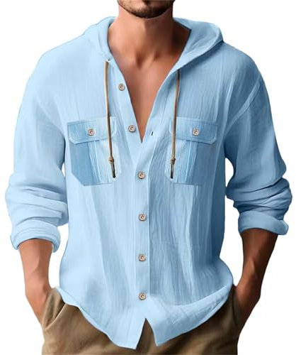Herrenhemden, Langarmhemden für Erwachsene, 2025, kariert, Freizeithemden, lockere Hemden, alle Jacken, schwarzes Hemd, 2025, Freizeithemden mit Taschen, Designer-Hemd für Herren, blau, 3XL