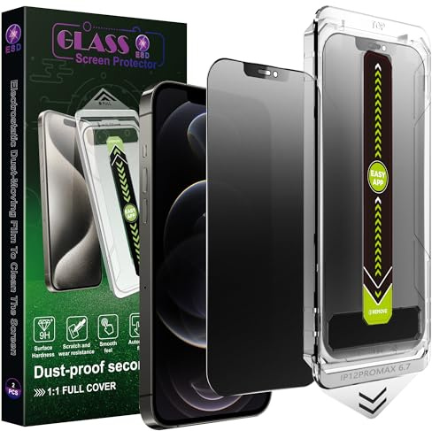 SY SHANGYAN 2 Pack Matte Privacy Screen Protector for iPhone 12 Pro Max (6.7), 9H Tempered Glass, Anti-Spy, Anti-Glare, Full Coverage, Anti-Fingerprint, Auto Dust Removal, Bubble-Free
