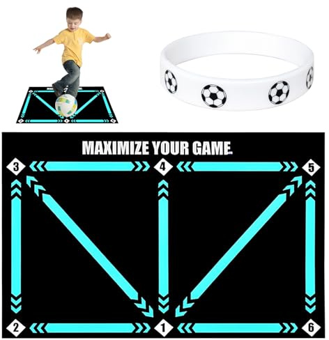 Fussball Matte mit 1 stück Fußballarmband, Fussballmatte Training Fußballmatte Fussball Matte Training Fussball Matte Ballkontrolle, Geschenke für Fußballliebhaber