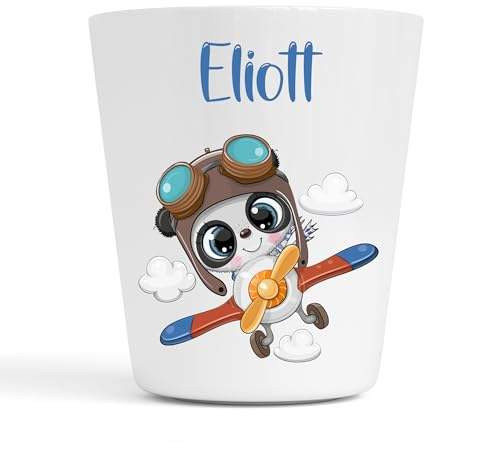 Générique Gobelet en Plastique pour Enfants | Gobelet Personnalisé avec Nom |Verre Plastique Incassable Personnalisé (Avion Eliott)