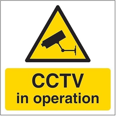 V Safety CCTV In Operation Automatic Door 150 x 150 mm - 1mm Rigid Plastic Safety Sign