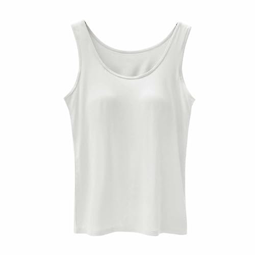 Women With Chest Pads Five Fingers Without Ring Bra Cups One Sports Camisole Muscle Shirt Womens (White, S)