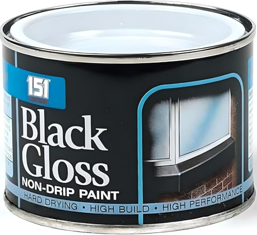 ASA 151 Coatings Non Drip Gloss Black Paint Hard Drying High Performance No Runs High Build Glossy Finish for Wood, Metal & Concrete Surfaces Interior Exterior 180ml