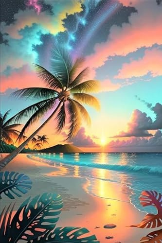 Picmondoo Diamond Painting - 40x60cm - Palme im bunten Abendhimmel