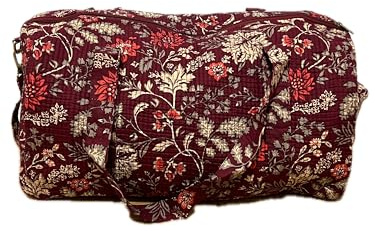 Genérico Bolso de mano algodón fabricado en India, Algodón Natural 100%, Múltiples Colores, Cierre de Cremallera (Floral Vino)