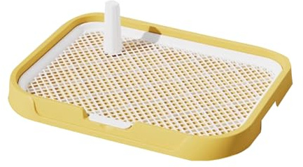 Katzentoilette für Den Innenbereich, Quadratische Katzentoilette, Netz Trainingstoilette mit Abnehmbarem Gitter, Welpentoilette(Yellow,66cm)