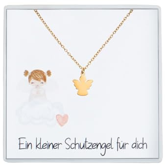 Wunderlinchen Halskette mit Schutzengel Anhänger Geschenk zur Taufe Kommunion Mädchen Junge Geburt Taufgeschenk