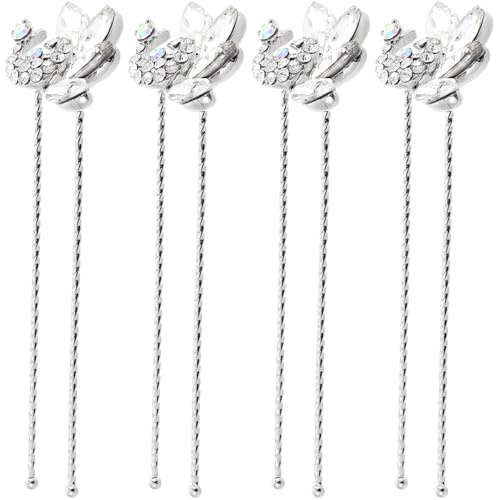ULTECHNOVO Horquillas de Gemas de Imitación Pelo 4 Piezas Set Tamaño Medio Accesorio para Cabello de Boda Dama de Honor Fiesta Elegante Pinzas Decorativas