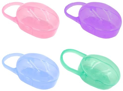 POPETPOP Scatola Portaciuccio 4 Pezzi in Pp Custodia Portatile per Ciuccio Facile da Pulire per Uso Domestico in Viaggio Colore Casuale