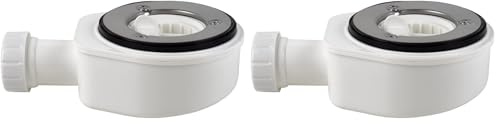 Cofan Válvula Sifónica Extraplana para Plato de Ducha |Salida de Ø40 mm | Junta cónica reductora de Ø32 mm | Sin Embellecedor (Paquete de 2)