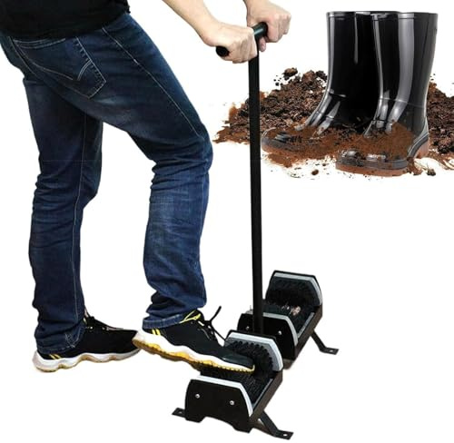 Rascador de botas de alta resistencia, cepillo rascador de zapatos de doble cara con mango resistente y base de metal fija para una eliminación eficaz del barro en la entrada o zonas al aire libre