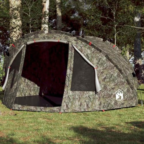 zylophax Fisketält för 4 personer, kamouflagemönster, vattentätt med e-kontakt, 298 x 236 x 152 cm, lätt campingtält med UV-skydd, vindtätt, ventilerande, inkl. bärväska för utomhus, fiske, festival