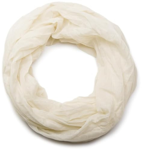 styleBREAKER leichter unifarbener Loop Schlauchschal | Sommerschal aus fließendem Material | Seidiges Halstuch für Damen & Herren | Weich, Luftig & Modisch | 77 x 46 cm, Farbe:Creme