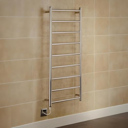 Manissa Selby Electric Heated Towel Rail Stainless Steel 500 W x 1200 H | Towel Warmer, Rust-Resistant, Bathroom, Wall Mounted, Mirror Polished