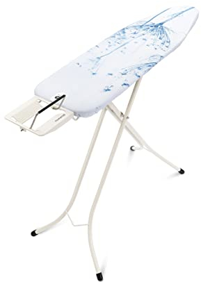 Brabantia - Ironing Board A - With Steam Iron Rest - Adjustable in Height - Non-Slip Rubber Feet - Cotton Cover with Foam Layer - Foldable - Cotton Flower - 110 x 30cm