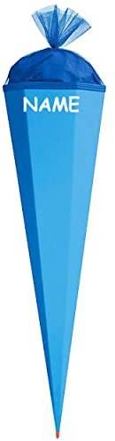 Schultüte - Rohling - hellblau Größenwahl 35 cm bis 100 cm incl. Namen - mit Holzspitze - Zuckertüte ALLE Größen - Roth - zum Basteln, Bemalen und Bekle..