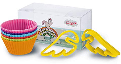 NICI 40974.0 - Pirottini per Muffin in Silicone (6 Pezzi) con formine per Biscotti (2 Pezzi)