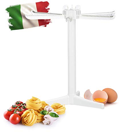 relaxdays Secador Pasta Fresca con 6 Brazos, Tendedero Plegable, Soporte, Dryer, Plástico, 1 Ud, 31 x 31 x 31 cm, Blanco