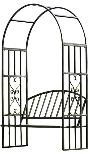 Easylife Victorian Style Garden Arch and Bench for Outdoor Spaces, Gardens and Paths H206xW114xD50cm, Seat W110xD40cm - Fully Guaranteed