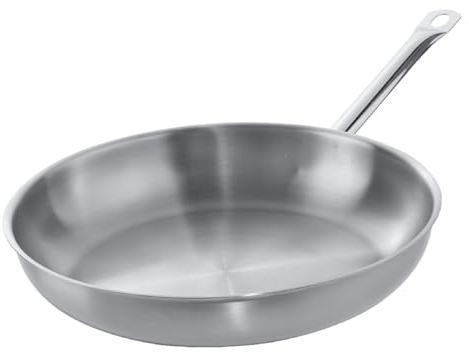 METRO Professional Padella non Patinata, Acciaio Inox, con Finitura Satinata, Adatta per Induzione e Forno (max. 240°C), per Uso Privato e Commerciale, Argento (Ø 28 x 7.8 cm)