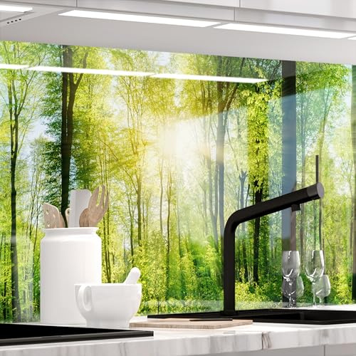 STICKERPROFIS Küchenrückwand selbstklebend WALD (Premium) 60 x 80cm | Spritzschutz & Fliesenspiegel · alle Untergründe · hitzebeständig, abwaschbar · ohne Bohren · 1,8mm Verbundmaterial Glasoptik
