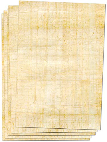 Vintage Papier Briefpapier 25 Blatt Din A4, beidseitig bedrucktes Fotopapier mit Papyrusoptik, Scrapbook Papier, Kalender zum selbstgestalten, Deko Karten, Retro Deko, Strukturpapier