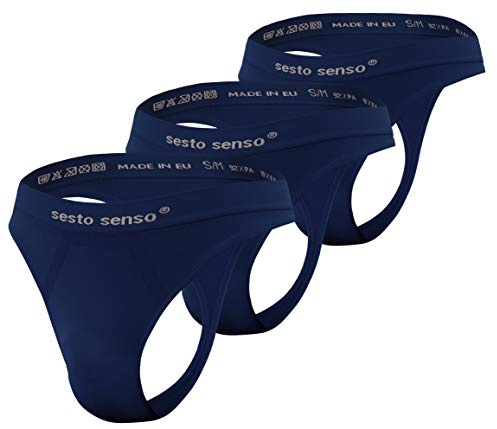 Sesto Senso män sömlösa strängar G-strängar sexig 3-pack, 3-pack – blå, S-M