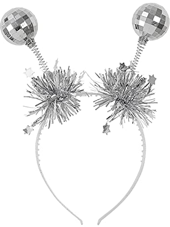 W WIDMANN MILANO Party Fashion 51948 - Haarreif mit Discokugeln, Lametta, Glitzer, Karneval, Mottoparty