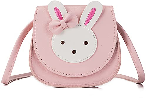 Integrity.1 Children's Shoulder Bag Girls, Cute Rabbit CrossBody, Girls Small Cute Handbags, Kids Cross Body Handbag, Kids Crossbody Bag, Princess Handbag for Sweets, Small Toys (Pink)