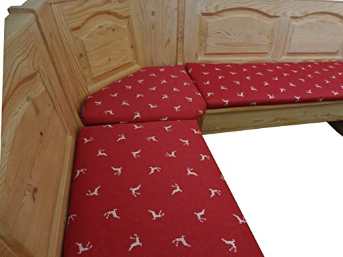 bequemer-sitzen Eckbankauflagen Set Landhaus Hirsch rot 110 cm